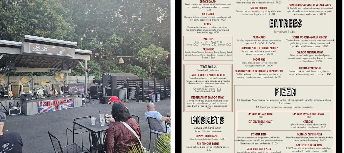 Mario's 410 Grille Menu